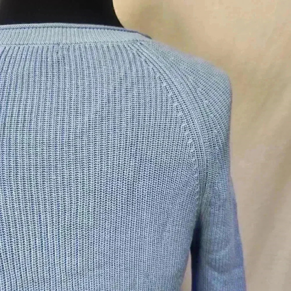 Croft & Barrow XS Petite Pretty Light Blue Sweater 3/4 Raglan Sleeves Hip Detail - Picture 6 of 10